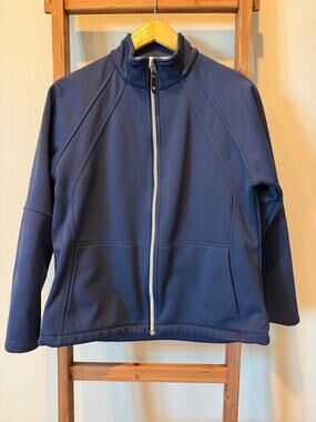 Sunice Navy Soft Shell Jacket Women’s Large Full Zip Fleece Lined Stretch Coat